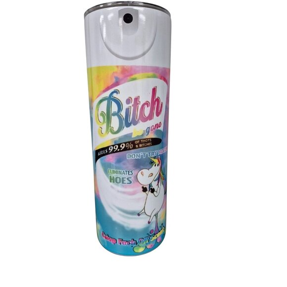 "Bit#@ Be Gone" Funny Novelty Spray With Unicorn Design Colorful Tie-Dye Print 2 - Picture 2 of 6